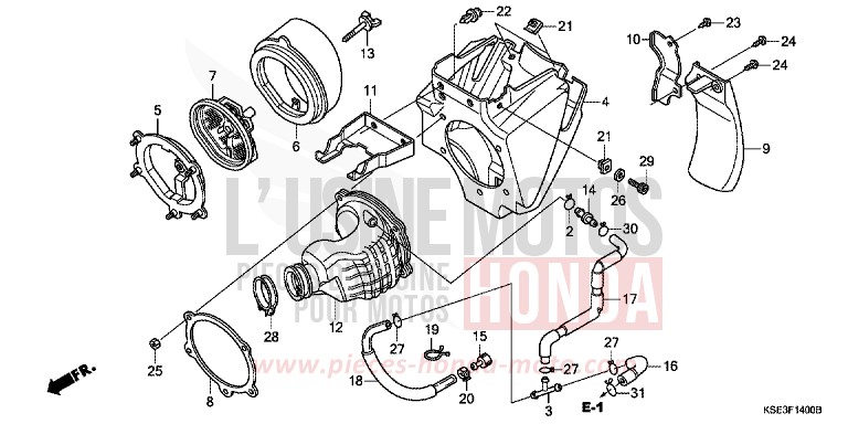 FILTRE A AIR de CRF150R "Grandes Roues" EXTREME RED (R292) 2007